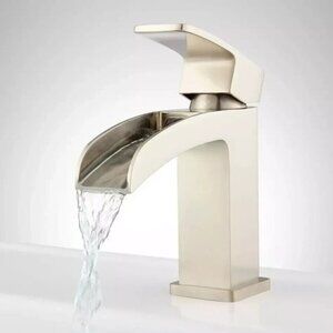Signature Hardware Stevens Single Hole Bathroom Waterfall Faucet Brushed Nickel
